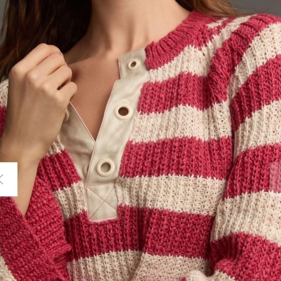 Anthropologie Pilcro Bell-Sleeve Henley Sweater like new size large - Picture 2 of 10